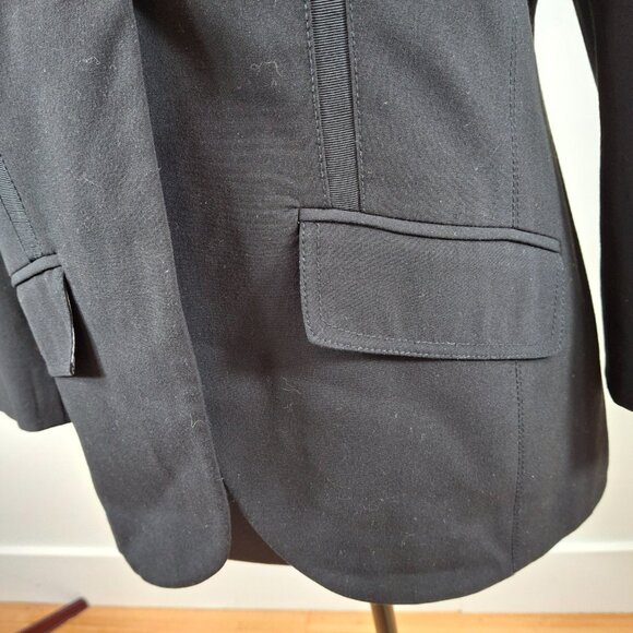 Vintage Womens Black Deep V Blazer Sz L Striped Contrast Lining Office Smart - Picture 7 of 11